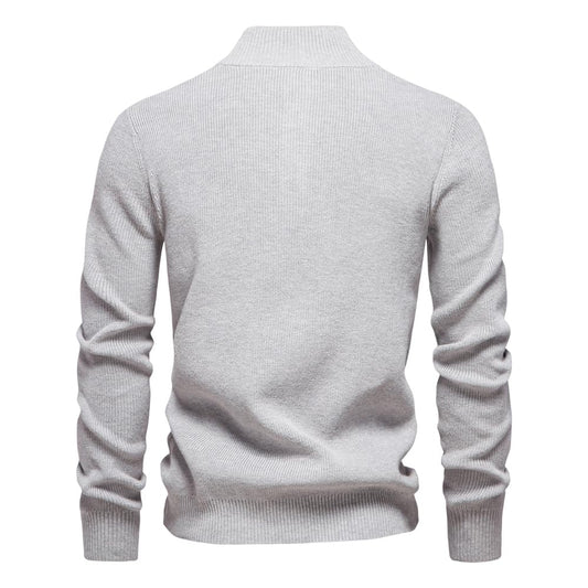 Pull en coton à col montant et boutons pour homme