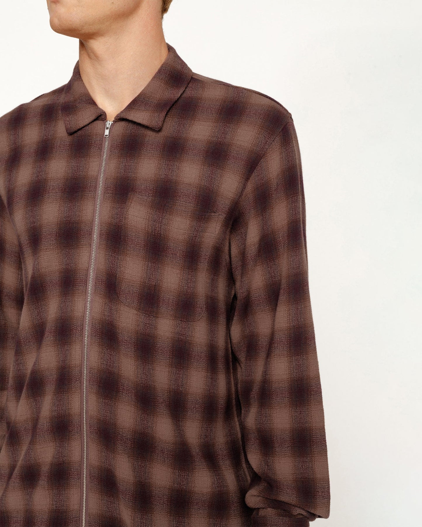CHEMISE ZIPPÉE EN TWISTÉ À CARREAUX