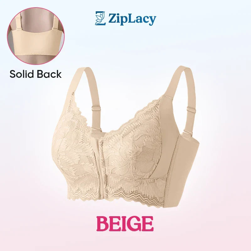 ZipLacy - SOLDES DE NOËL 70 % DE RÉDUCTION - Soutien-gorge push-up sans armature à fermeture éclair avant ultra doux