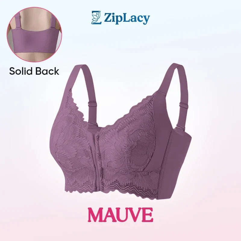 ZipLacy - SOLDES DE NOËL 70 % DE RÉDUCTION - Soutien-gorge push-up sans armature à fermeture éclair avant ultra doux