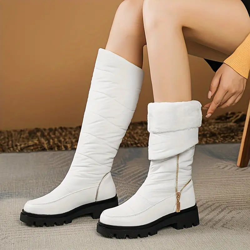 Bottes d'hiver imperméables pour femme - Bottes de neige épaisses et isolées avec semelle en caoutchouc antidérapante