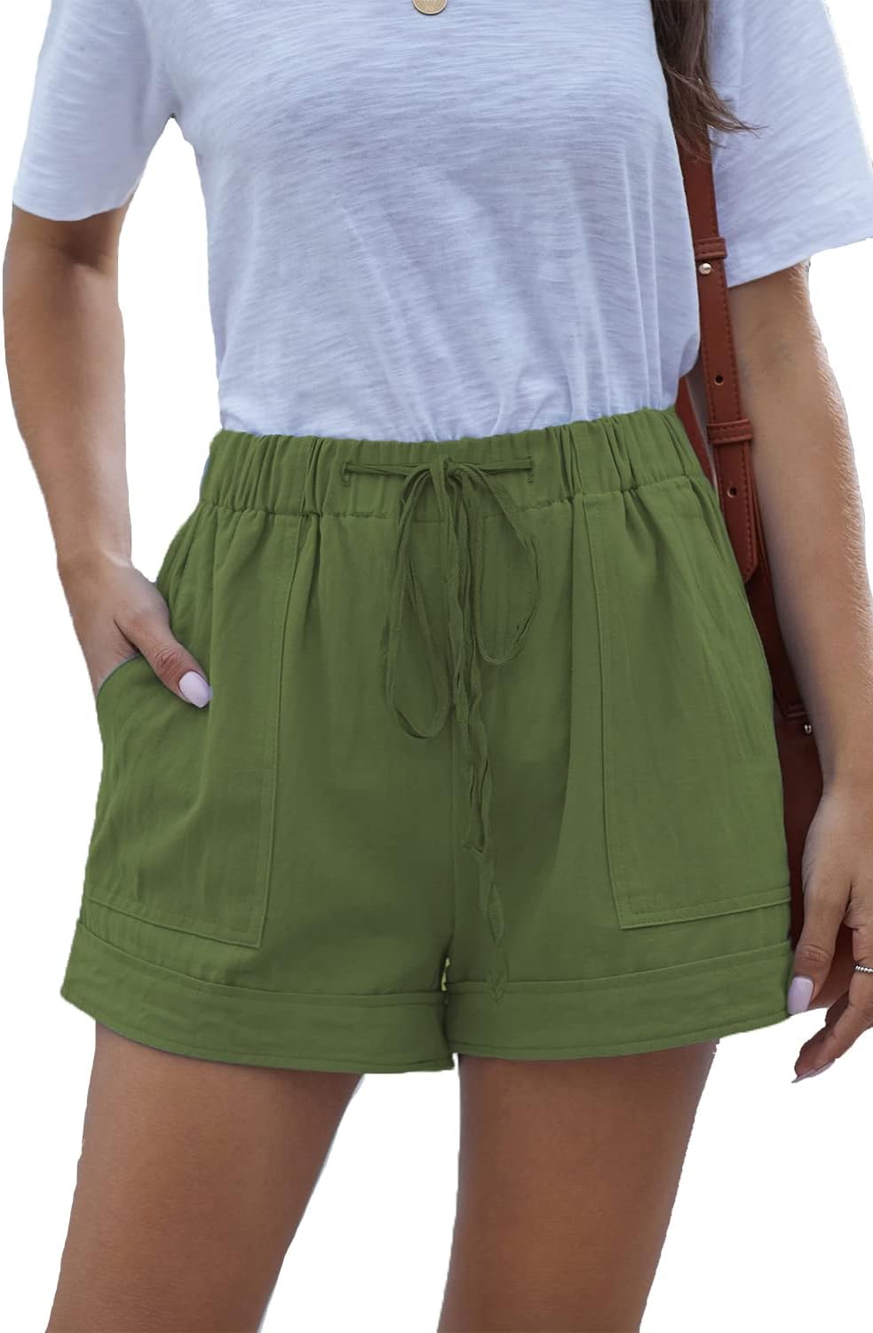 Shorts Légers pour Femmes, Amples, Tendance, avec Cordon de Serrage à la Taille, Confortables