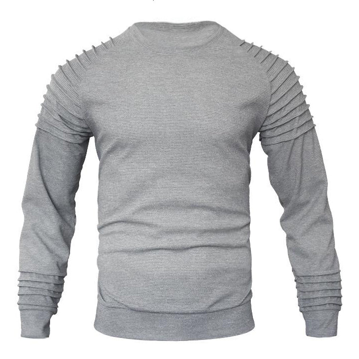 Sweat-shirt ras du cou patchwork gaufré à manches raglan pour homme