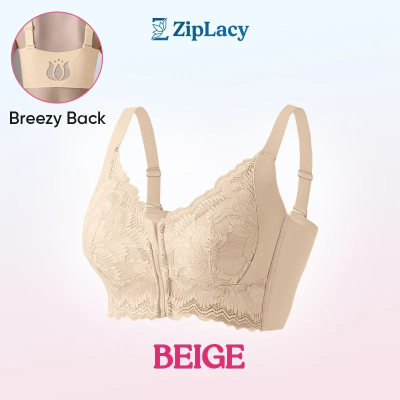 ZipLacy - SOLDES DE NOËL 70 % DE RÉDUCTION - Soutien-gorge push-up sans armature à fermeture éclair avant ultra doux