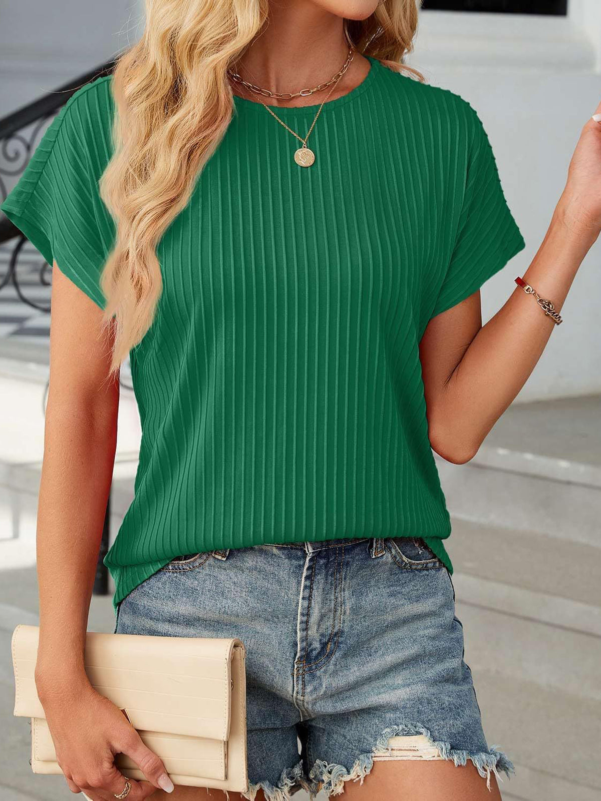 ✨T-shirt classique d'été jacquard à rayures pour femme