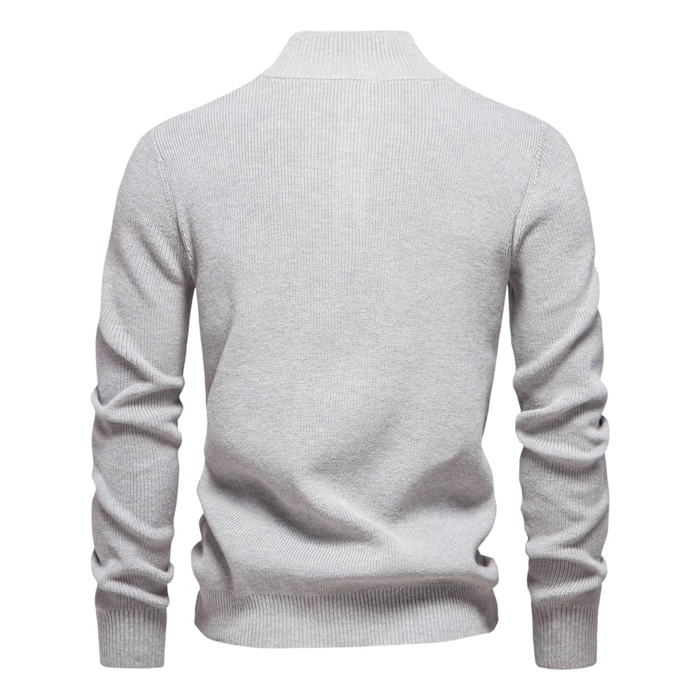 Pull en coton à col montant et boutons pour homme