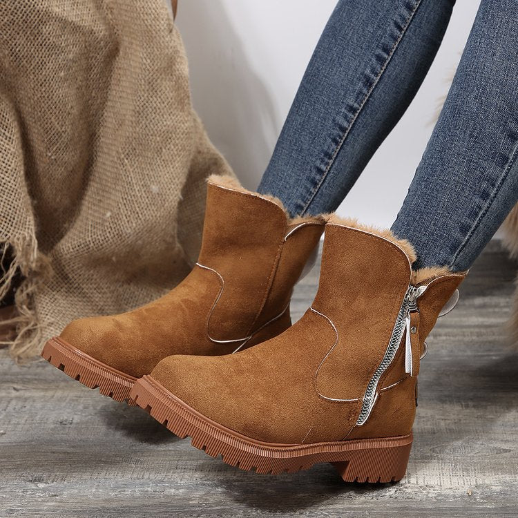 Bottines Martin zippées fourrées pour femme