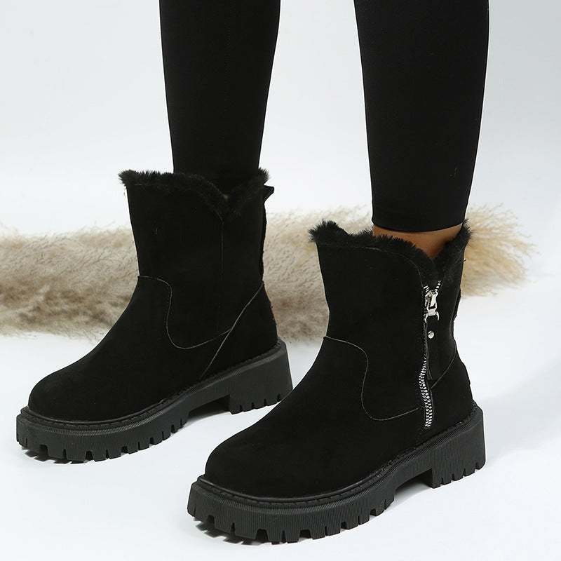 Bottines Martin zippées fourrées pour femme