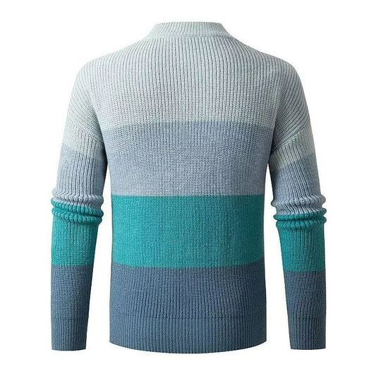 Pull-over en maille torsadée color block à col rond tendance pour homme