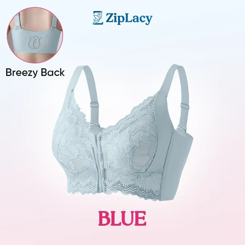ZipLacy - SOLDES DE NOËL 70 % DE RÉDUCTION - Soutien-gorge push-up sans armature à fermeture éclair avant ultra doux
