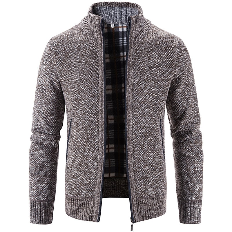 Cardigan zippé homme uni à col montant