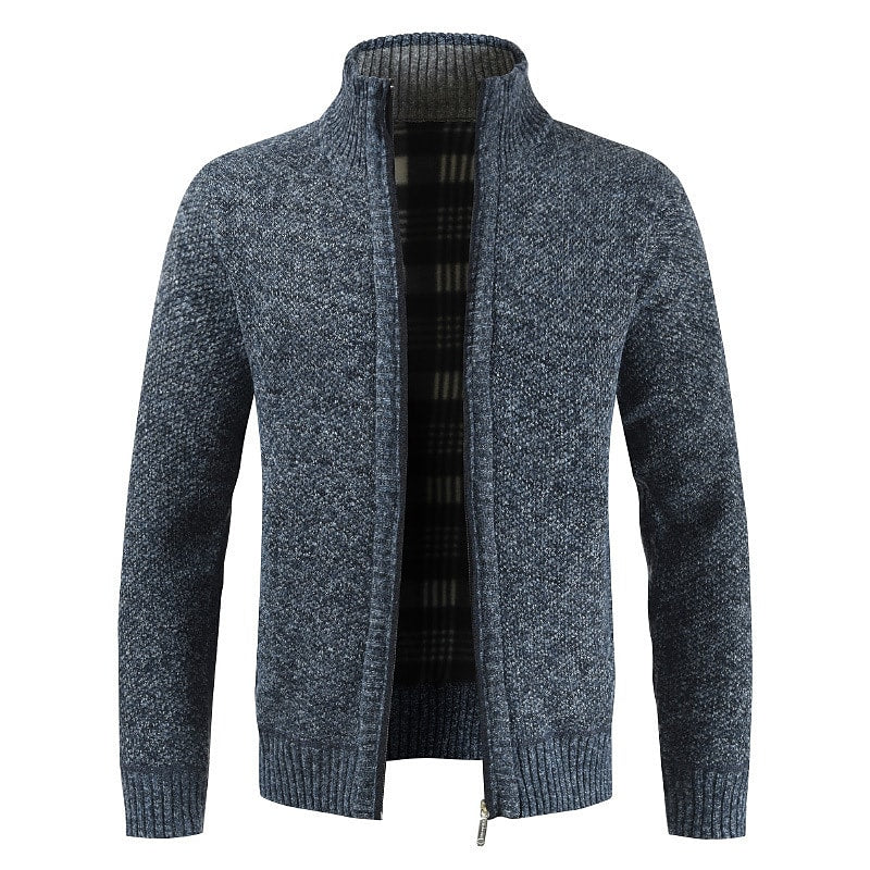 Cardigan zippé homme uni à col montant